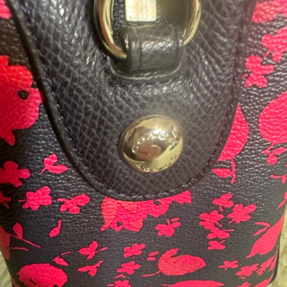 EUC-COACH Floral Mini Bennet Satchel Coated Cavas F55466 Handbag Pink Navy - Picture 6 of 16